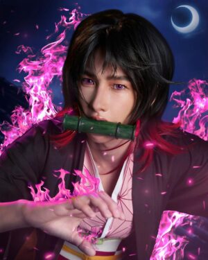 Atthaphan Phunsawat Instagram - @gun_atthaphan #nezuko #demonslayer #bsetmakeuphalloween2023