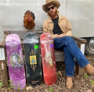 Austin Amelio Instagram - ✨My paintings are on @deathwishskateboards and they’re out today. ✨Holy shit 🤠

“See the Moon” series 

Thanks to @jimgreco 

Thank you @kirby29 @smokeeyes @psychodro66 for your rad ideas. 

@danglife for helping me lay em out. 

Blown away. Go git yourself one.