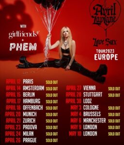 Avril Lavigne Instagram - 2 weeks till the EUROPE tour. LFG!! What songs do you guys want to hear live? 🖤🧡🖤🧡 Paris, France