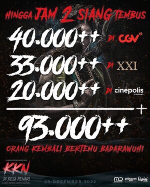 Awi Suryadi Instagram - Hingga jam 2 siang tadi, 93 ribu orang lebih telah melihat wajah baru Genderuwo & Badarawuhi 🦍🐍

Saya kembali dibuat terharu 🙏🥲

@cgv.id @cinema.21 @cinepolisid