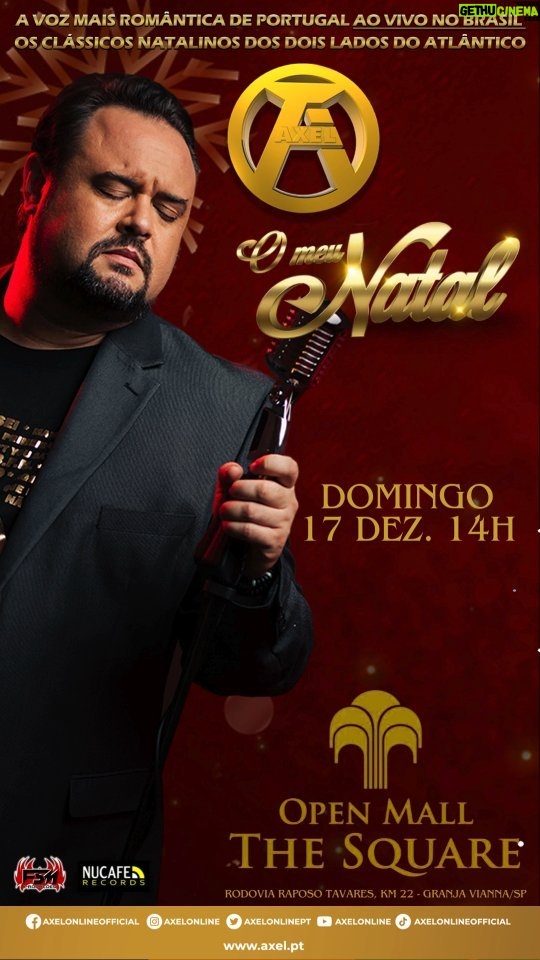 Axel - 39 Likes - Round 2: Domingo, 17/12/2023 - 14h. Foi tão bom que decidimos repetir a dose:@openmallthesquare vamos a mais uma tarde recheada de músicas de Natal. Estão todos convidados!!!!!
#axel #axel40 #axelnoopenmall #axelomeunatalaovivo
