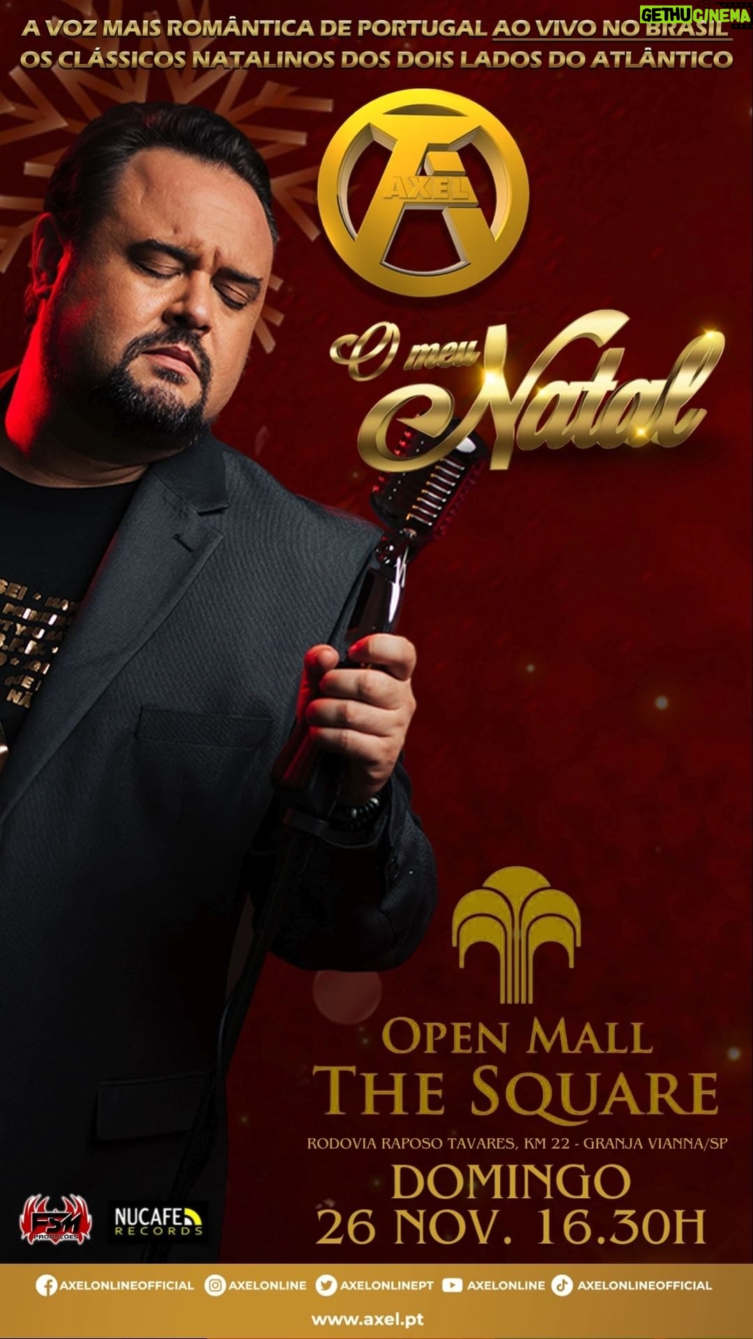 Axel - 52 Likes - 🎄ALTERAÇÃO DE DATA. NOVA DATA: 26/NOV, 16H. DOMINGO! no @openmallthesquare .
Em comum acordo entre a organização do evento especial de Natal e a @fsmproducoes e atentos as previsões e alterações meteorológicas para a região de São Paulo, fica aqui a nova data. A festa será ainda maior porque vou ter convidados especiais @robertoseresteiro @anadutraoficial @danivic_singer entre outros amigos. Fiquem atentos!
#axel40 #axel #axelnoopenmall #omeunatalaovivo