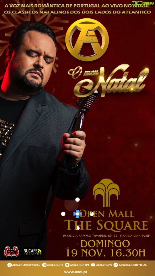 Axel - 41 Likes - 🎄Domingo, 19 Nov. 16.30h @openmallthesquare em Granja Vianna, São Paulo. O Meu Natal...Ao Vivo. Estão todos convidados!
#axel #axel40 #axelaovivo #axeloneunatal #axelnopenmallthesquare