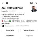 Axel Instagram - Já estou no @threadsapp . Venham ter comigo ;) 💪💪💪🇵🇹🇧🇷 https://www.threads.net/@axelonline