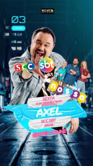 Axel Instagram - 6a, dia 3 de Fevereiro, a partir das 13.15h 🇧🇷 / 16.30h 🇵🇹 vou estar ao vivo no programa @atardeenossasbt no @sccsbt @sbt para cantar, ajudar a fazer a festa e o que mais me deixarem fazer;)