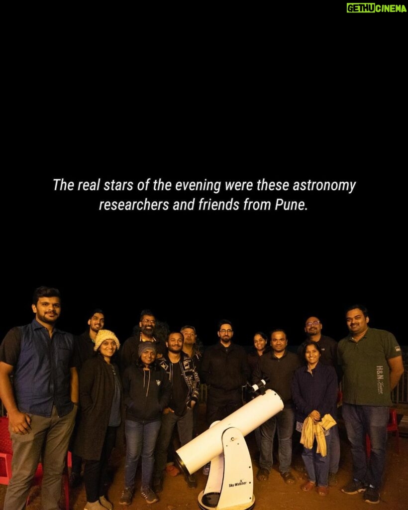 Ayushmann Khurrana Instagram - Witnessed a meteor shower last night in the outskirts of Pune with a curious nerdy fun bunch. Last time we did this was on exactly the same date, six years back, at the wrap party of Andhadhun. Thank you @zameer_manur for this special spatial experience. ✨ 🌌 . . 📸 @dinesh_ahuja