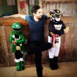 Azim Rizk Instagram - It’s morphin time!! #thereasonwedoit #babyrangers #nextgeneration #blackranger #greenranger #powerrangers #itsmorphintime #bestfansever #squadgoals