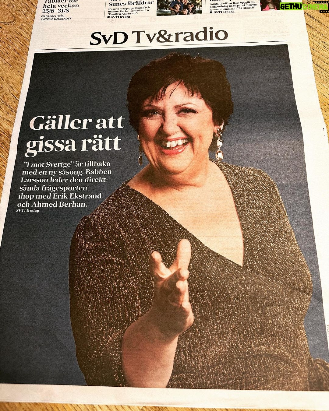 Babben Larsson Instagram - Tillbaka! I morgon drar 1 mot Sverige igång för säsongen. 20.00 i SVT1. Välkomna!