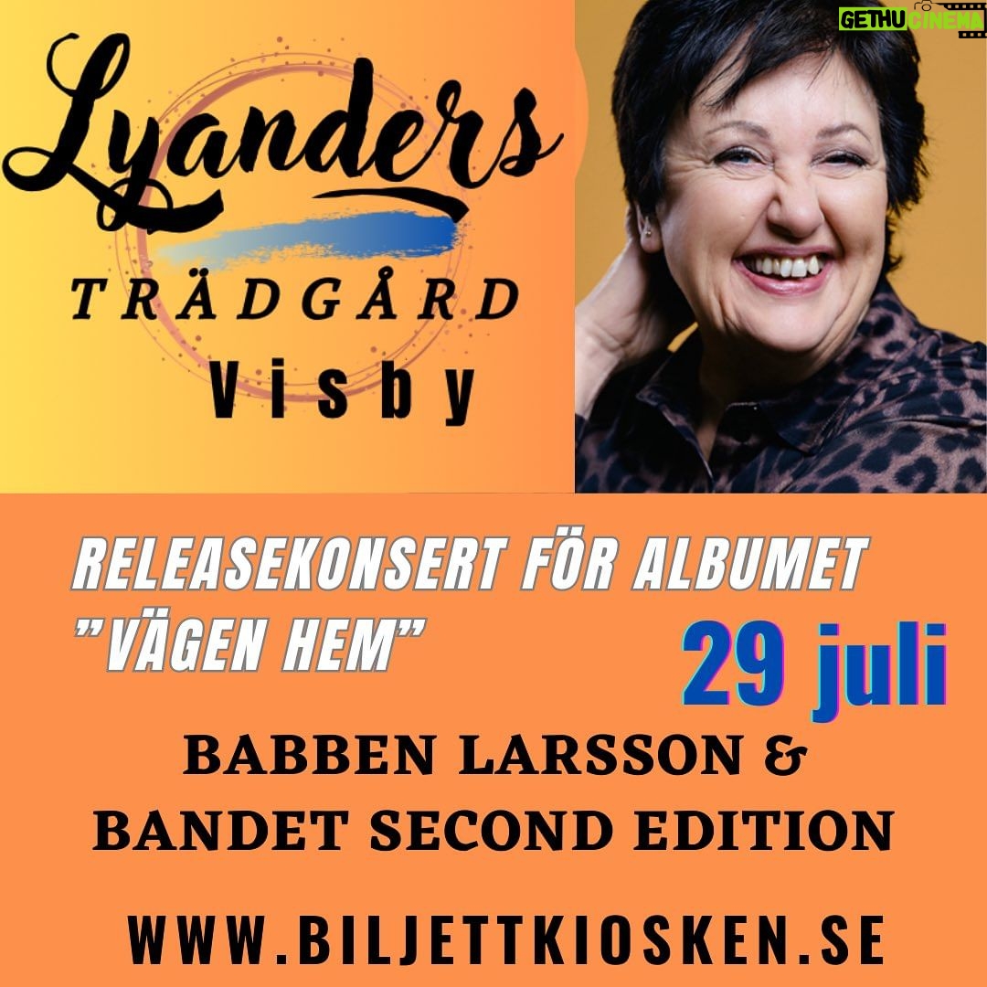 Babben Larsson Instagram - Tack för alla glada sms och dm:s efter min medverkan i Bingolottos Sommarkväll igår. Så kul att ni gillar den nya musiken! Kom kom kom till mysiga Lyanders Trädgård 29 juli på skivsläppskonsert och signering för er som vill ha en cd. Biljettlänk i bio ovan. Välkomna!
