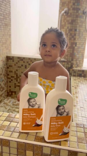 Baby Vedya Instagram - My favourite and so is my baby’s too 🥰
Love and Tradition preserved in the Milky Soft Baby Range. Enriched with
● Milk for Hydration
● Coconut for Nourishment
Made with ingredients that are favourite among Grannies and Nannies 
across Generations. @mothersparsh
#milkymarvel
#MotherSparsh 
#24hrEssentialHydration #MilkyNourishment #DailyDipinMilk 
#MilkySoftCare #MilkySoftRange #MilkyBabyWash #MilkyHero 
#milkybabylotion