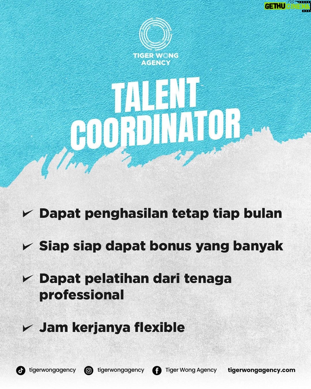 Baim Wong Instagram - Buat kamu yang tertarik jadi bagian keluarga Tiger Wong Agency, yuk buruan daftar menjadi Talent Coordinator di Tiger Wong Agency!🤩 Selain kamu bakalan dapat gaji tetap tiap bulannya, kamu juga bakalan dapet🤗 banyak benefit lainnya loh! Cek slide setelah ini ya! So, tunggu apalagi buruan kirim cv kamu ke tigerwong.agency@gmail.com 🤗 #TigerWongAgency #TigerWongMCN #AgencyTiktok #AgencyLife