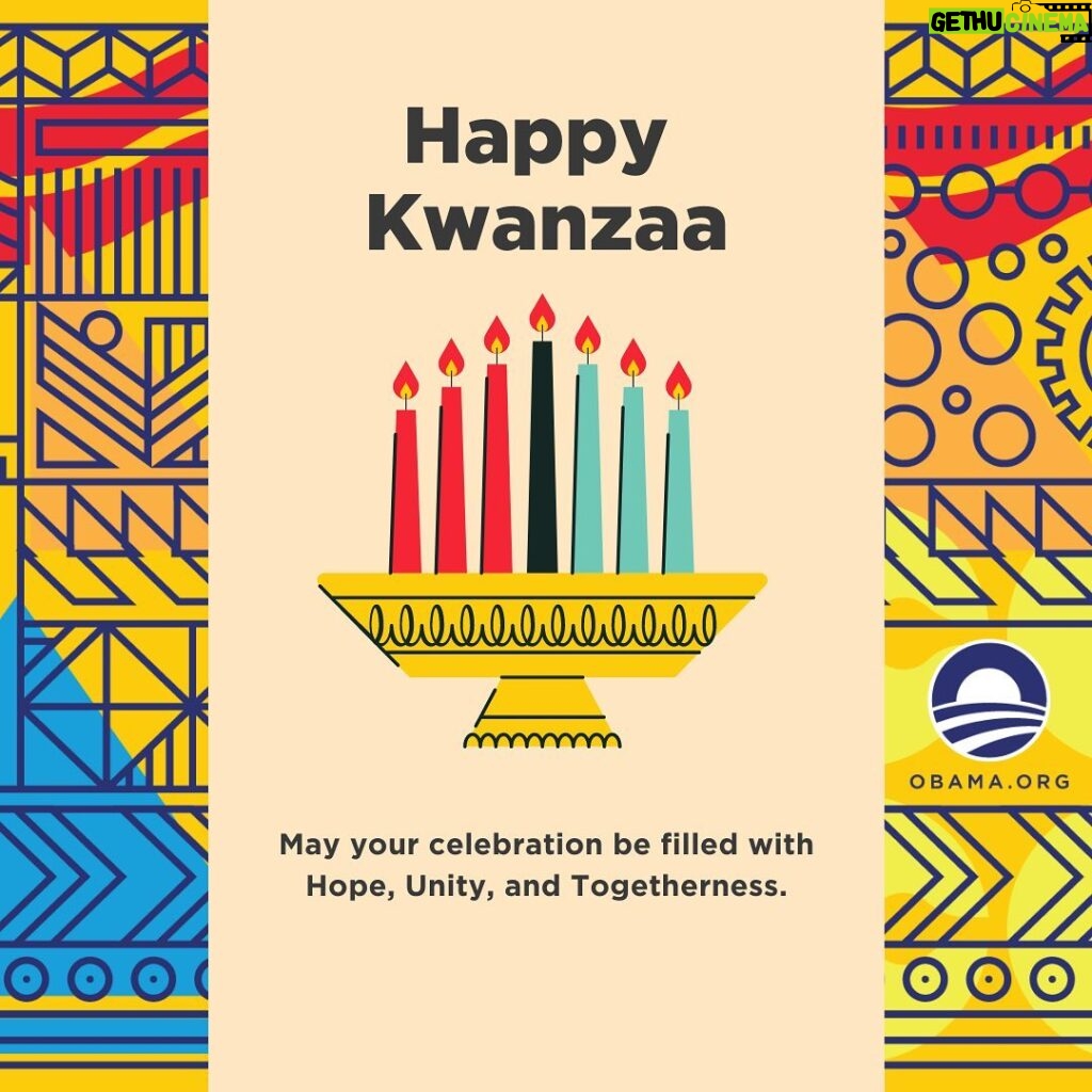 Barack Obama Instagram - Michelle and I send our best wishes to families celebrating Kwanzaa this holiday season. Today begins a week-long celebration of African-American heritage and culture. As folks gather to light the Kinara, we hope you have a happy Kwanzaa.
