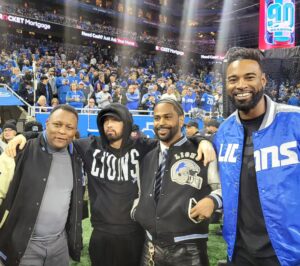 Barry Sanders Instagram - This was a cool moment for an old @detroitlionsnfl guy like me - @eminem @megatron @bigsean