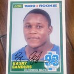 Barry Sanders Instagram - 90 years of football in Detroit. Share this with your favorite @detroitlionsnfl memory and follow me for a chance to win this signed 5x7 photo of my rookie card with the 90th season logo. @nfl @nflpa @paniniamerica #win #Giveaways #freestuff