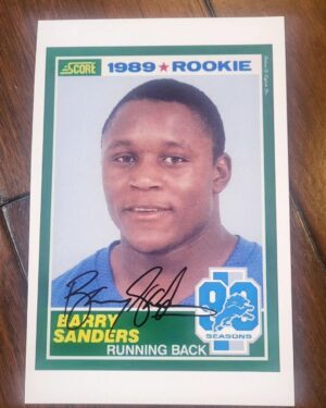 Barry Sanders Instagram - 90 years of football in Detroit.  Share this with your favorite @detroitlionsnfl memory and follow me for a chance to win this signed 5x7 photo of my rookie card with the 90th season logo.
@nfl @nflpa @paniniamerica #win #Giveaways #freestuff