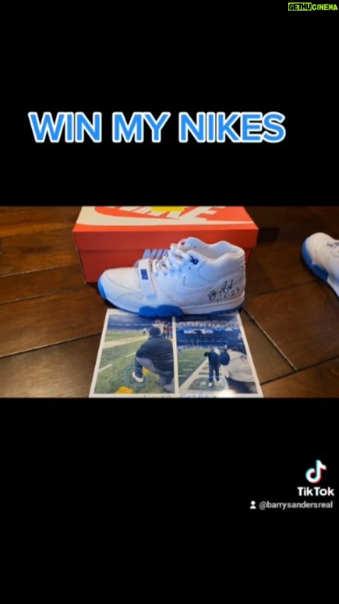 Barry Sanders Instagram - Find out how to win the @nike kicks I wore to the big win over the @packers on 1.1.2023 at @fordfield on my official @tiktok Account