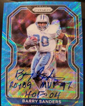 Barry Sanders Instagram - Let's give away one more @paniniamerica card - the @detroitlionsnfl & @nfl fans love the new batch of #personalsamples they sent over for me to give away - so like this and follow me for a chance to win this triple inscribed #prizm beauty - #sanderssponsors