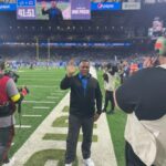 Barry Sanders Instagram - So great to be at @fordfield today - the energy is incredible. If we can get a @detroitlionsnfl win today the city will #ROAR