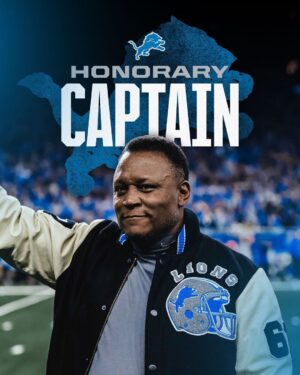 Barry Sanders Instagram - @barrysanders will serve as honorary captain for tomorrow’s game! 🐐