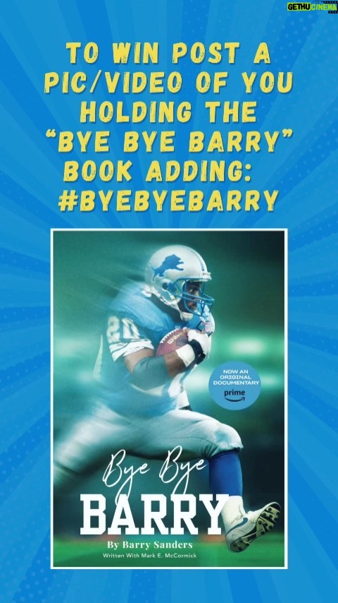 Barry Sanders Instagram - Time for Barry's "20" days to X-Mas With the massive @detroitlionsnfl and @nfl fan support for #byebyebarry I decided to give away a signed item every day until 12/25/23 Grand prize is a signed and dated custom 1 of 1 Pair of @usnikefootball shoes I wore at the premiere. Follow me & post a pic of you holding the book with #byebyebarry Be creative, have fun and #ROAR