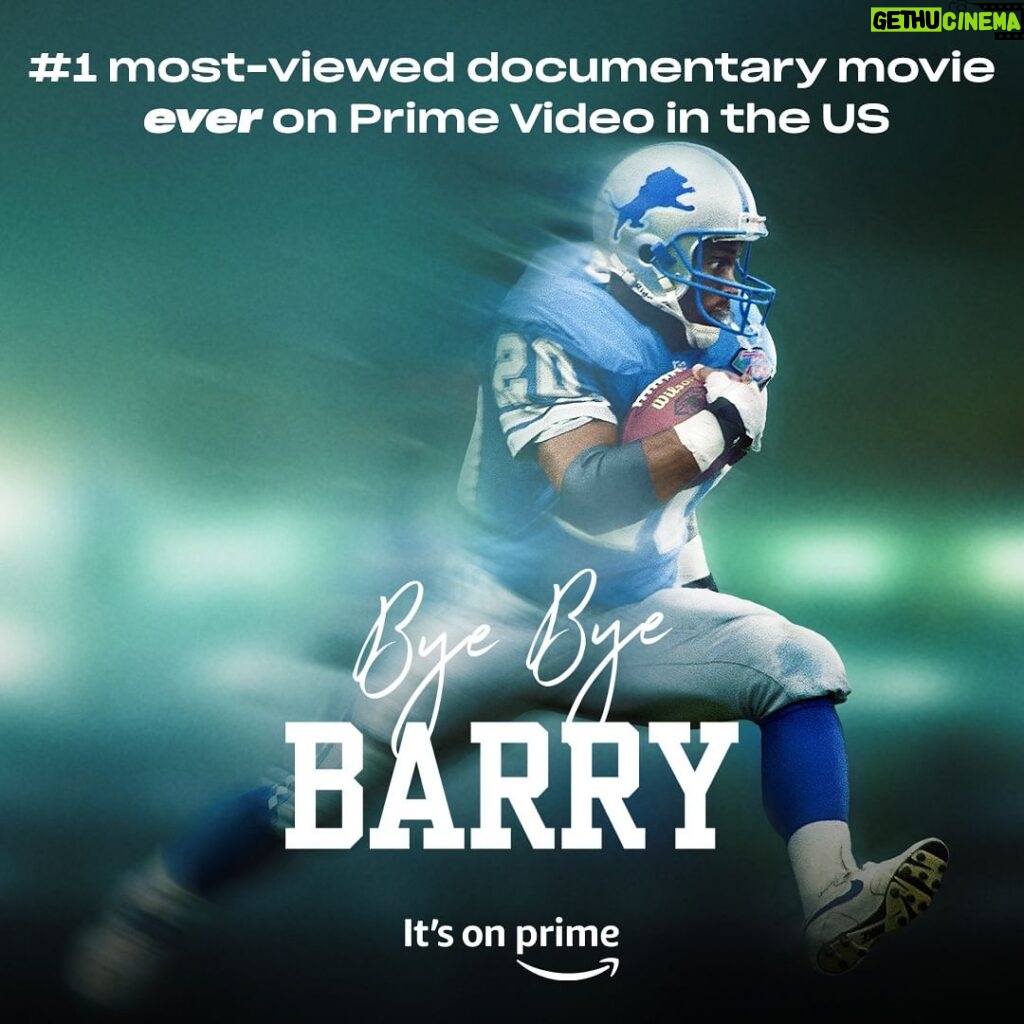 Barry Sanders Instagram - Legendary. #ByeByeBarry has become the most viewed documentary EVER on @primevideo.
