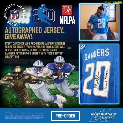 Barry Sanders Instagram - Another way to win with @mcfarlane_toys_official - get a shot at this signed jersey - click here to find out how. mcfarlanetoysstore.com/sports/