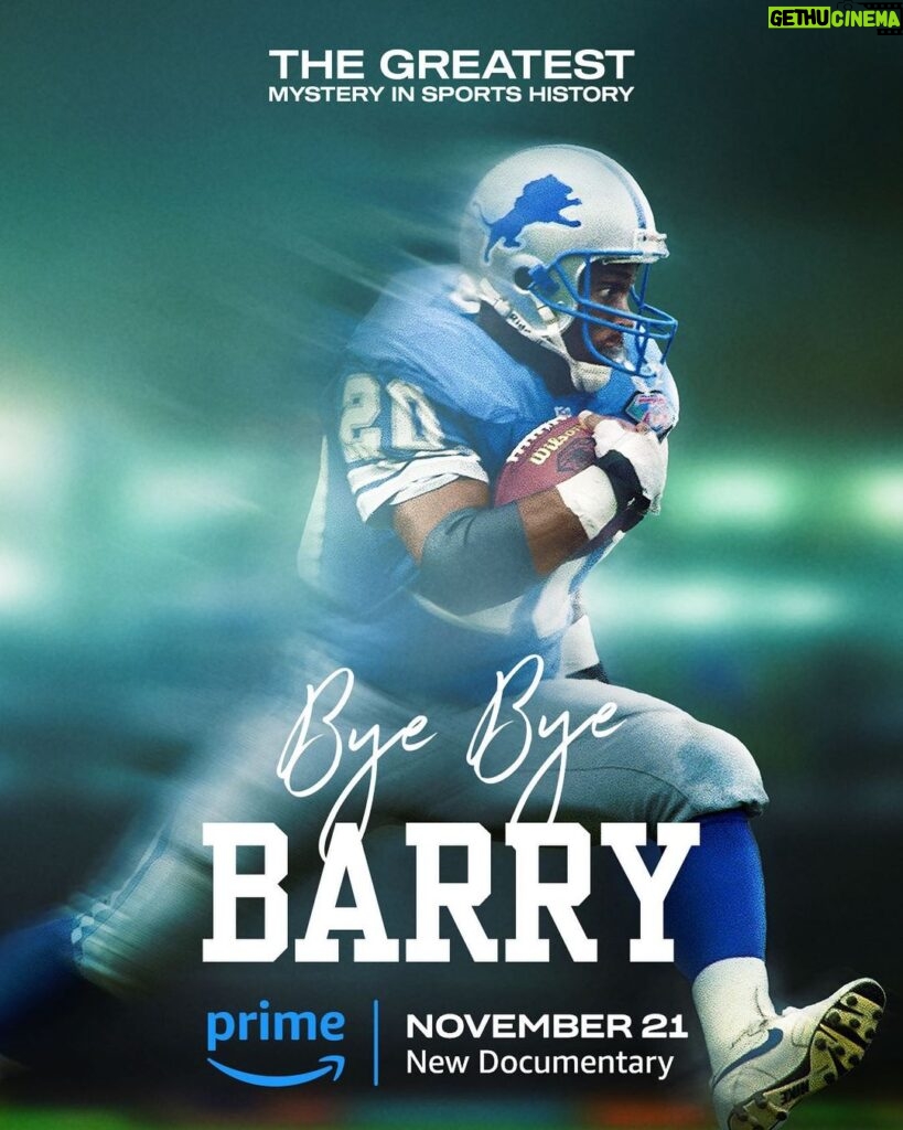 Barry Sanders Instagram - The incredible true story of one of the greatest NFL running backs ever. Bye Bye Barry rushes to @PrimeVideo November 21st.