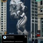 Barry Sanders Instagram - The Cadillac Tower x Barry Sanders mural was larger than life and loved by the 🐐 himself. #OnePride