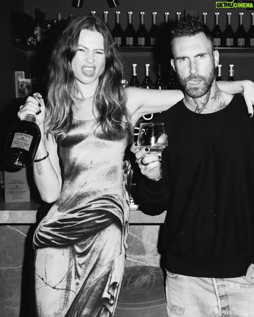 Behati Prinsloo Instagram - This dress though…☠️ celebrating the launch of our extra Añejo 🥃 last month… @calirosa @tabvintage #vintageJPG @adamlevine
