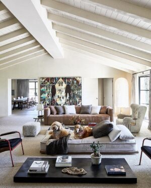 Behati Prinsloo Instagram - Thank you @archdigest ,we are officially adults now @adamlevine Photographer: @wabranowicz
Design: @clementsdesign
Interior styling: @amykchin
styling: @danixmichelle and @madgoldman 
Writer: @mayer.rus  make up: @nikkideroest hair: @michaelsilvahair  Adams glam: @darcygilmore @shaularbiv and guest appearances by Bones and Charlie 🐶 🐶