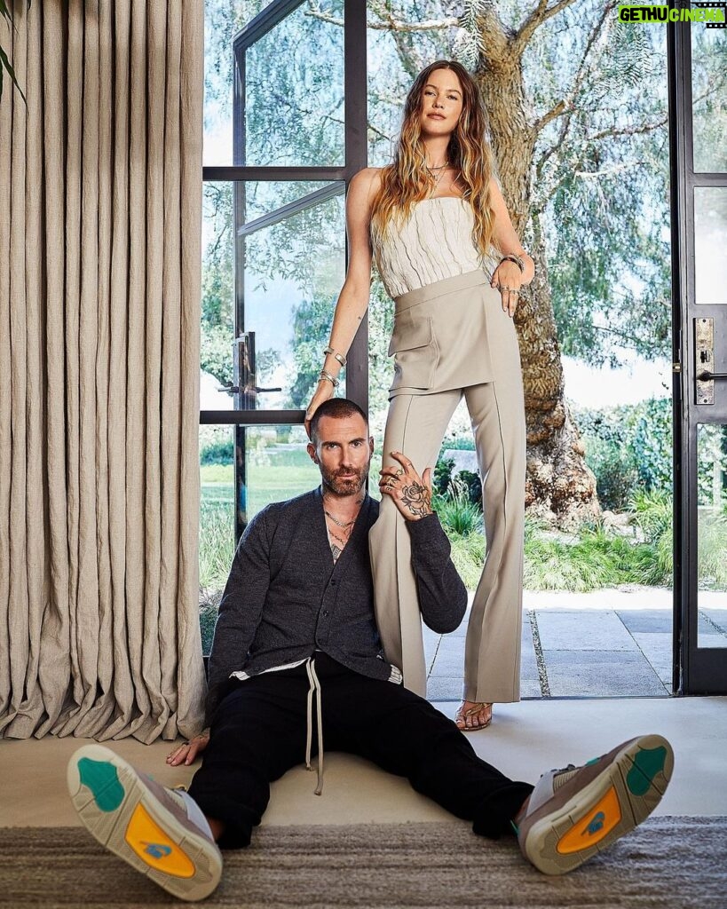 Behati Prinsloo Instagram - Thank you @archdigest ,we are officially adults now @adamlevine Photographer: @wabranowicz Design: @clementsdesign Interior styling: @amykchin styling: @danixmichelle and @madgoldman Writer: @mayer.rus make up: @nikkideroest hair: @michaelsilvahair Adams glam: @darcygilmore @shaularbiv and guest appearances by Bones and Charlie 🐶 🐶