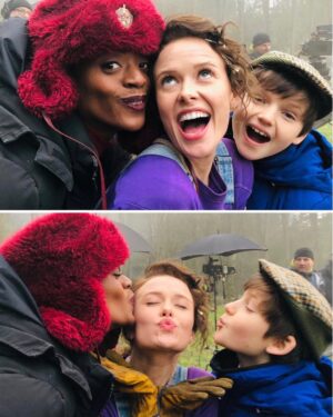Benjamin Evan Ainsworth Instagram - “Everybody’s Talking About Jamie”... and Hannah! 

These two beautiful and talented people made my life on the set of @thehaunting so much fun. @tniamiller @vmeliveve ! 😍🥰😘

#thehauntingofblymanor #netflix #tniamiller #ameliaeve #jamie #hannahgrose