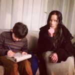 Benjamin Evan Ainsworth Instagram - ‘Miles and The Lady discuss coping techniques for effective anger management’... Or, was it just an epic game of Mad Libs BTS with the amazing @danieladibfitness 🧐 #thehauntingofblymanor #theladyinthelake @thehaunting