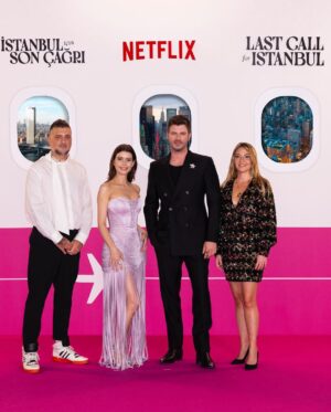 Beren Saat Instagram - 💖About our pink carpet 💖  Thanks to @nuhaelkhazin for being with us, to @ekingabay @pelindistasyasaroglu_ , @ozgebagdatlioglu @yasemindormen @berilodabasi @melisaeyiakkan for being the woman superpowers of Netflix Türkiye, to Derya Celikkol, Can Subiler for their artistic ideas, to @kenandogulu 💖 @sertacozgumus , @lalalarspor for sharing their music, to @burakoskay @lalintasa @ekim_karakoc 💕 @nergissnturk 💕 @ylmzdmlla 💕to Tunay Vural, Mevlut Akkaya, to @ulasparlakyildiz  @leo6chen for being good leaders, to @petty.hearst for being lovely, to Team Beren 🙌🏻 @mertyoglu @cigdemyartasi 💕 @ibrahimzengin @suatbasdemir1 , to @rootspost for their magic, to dear Senan Kara🤍, to @tameryilmaz1  @koraykasapofficial for beautiful photos, to OGM and PTOT teams, to all cast, crew and post production teams in Istanbul & NY ✨ to @asli_basar for being a good friend to @golin.istanbul for the pink night, to @hakaanyildirim and his team for my beautiful gown 💖 to @beegoddessjewellery. 
Onur Guvenatam, @kivanctatlitug @nuranevrensit, @gonencuyanik, @gokhantiryaki_cinemadop , @sebnemkitis , @cankir 💖 love you guys 💖 Sevgili seyircilerimiz, lutfen spoiler paylasmayin, iyi seyirler. Please do not share spoilers, enjoy. ✨Last call for Istanbul ✨