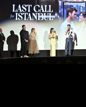 Beren Saat Instagram - About our fabulous Last Call for Istanbul NY gala ✨ Thanks to @netflixturkiye team for the opportunity, to Onur Guvenatam for being an amazing producer, to OGM team for their efforts, to Dean Garfield and Mike Azzolini  for supporting our stories, to @nuranevrensit for being wonderful, to @gonencuyanik for full trust, to @gokhantiryaki_cinemadop for his experience, to @sebnemkitis for our laughs, to @ptotfilm team, to all our Istanbul & NY cast & crew, to @cankir for sharing life, to @hakaanyildirim for my beautiful dress 💛 to @beegoddessjewellery 🐝 to @mertyoglu for being incredible 🤍 and to @kivanctatlitug for being the best partner ✨ makeup artist: @stellelle 💖 hairstylist : @coreytuttlehair