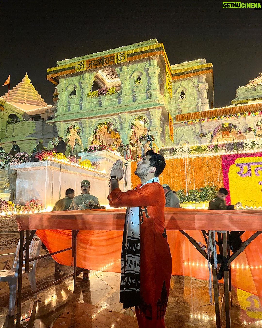 Bhavin Bhanushali - 238K Likes - 22-01-2024. The day our ancestors fought for. The day that came after 500 years. Can’t be more happy to be at Ram mandir Ayodhya on this day❤️ Jay Shree Ram 🚩 Jay Jay Garvi Hindu 🚩
Outfit by: @bhanu.designer
#jaishreeram #ayodhya #rammandir