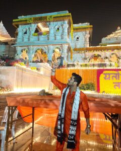 Bhavin Bhanushali Instagram - 22-01-2024. The day our ancestors fought for. The day that came after 500 years. Can’t be more happy to be at Ram mandir Ayodhya on this day❤️ Jay Shree Ram 🚩 Jay Jay Garvi Hindu 🚩 Outfit by: @bhanu.designer #jaishreeram #ayodhya #rammandir Ayodhya Dham