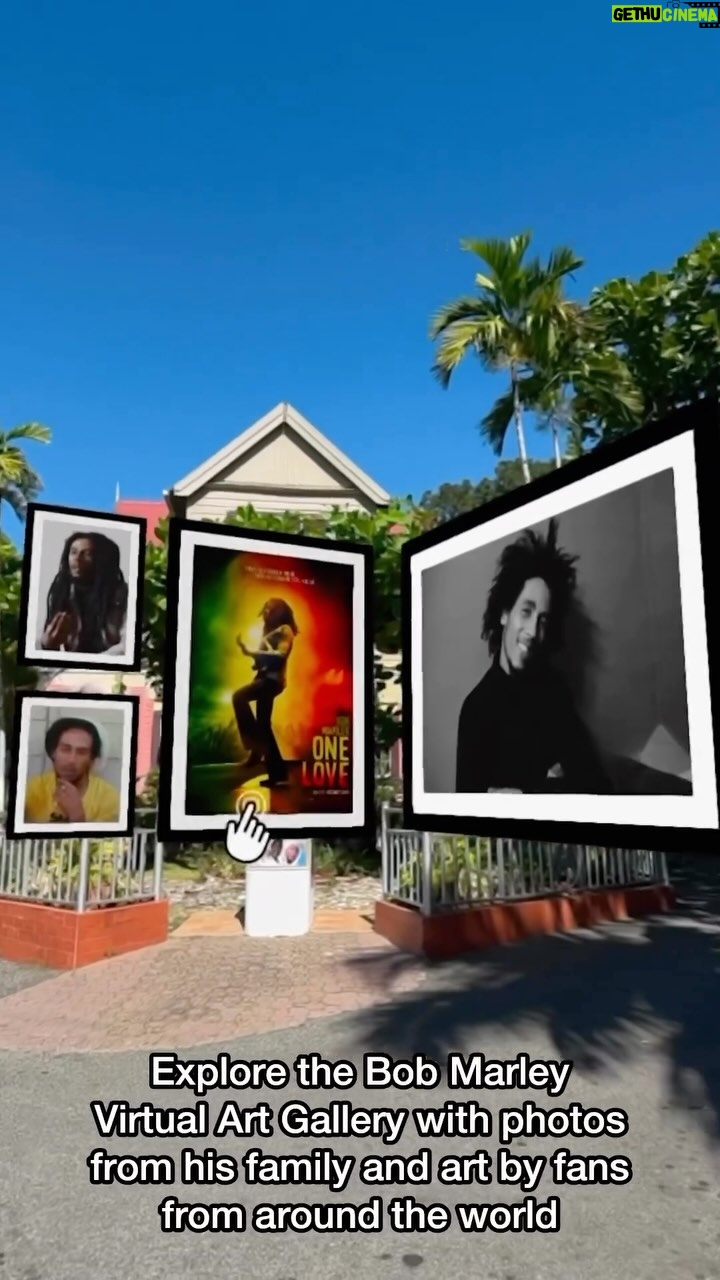 Bob Marley Instagram - Explore the new ’#BobMarley: @OneLoveMovie’ Virtual Art Gallery with photos of Bob and fan art from around the world! Unlock the AR Lens right here on Instagram at the link in bio. #OneLoveMovie #BobMarleyMovie Instructions: • Head to the link in bio to unlock the lens. • Aim phone and tap on the ground in front of you in an area with space to move around. • Tap the “Start” button to make the gallery appear. • Walk around to see the photos in more detail. Tap on any photo/art piece for more information. • On the bottom of your screen you’ll see “1” and “2” buttons. 1 is for photos, 2 will show you the fan art. • When ready, feel free to take a video or picture and post it! Be sure to tag us @bobmarley @onelovemovie #OneLoveMovie when you do ☝🏾❤️ Bob Marley Museum