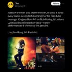 Bob Marley Instagram - ‘Bob Marley: One Love’ is a movie for the people. @OneLoveMovie #OneLoveMovie #BobMarleyMovie #BobMarley