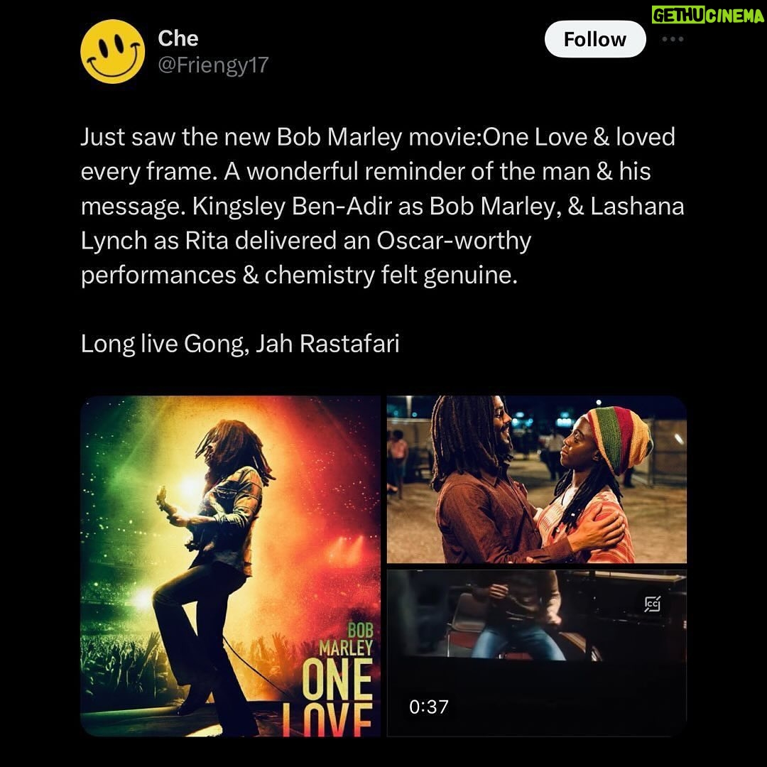 Bob Marley Instagram - ‘Bob Marley: One Love’ is a movie for the people. @OneLoveMovie #OneLoveMovie #BobMarleyMovie #BobMarley