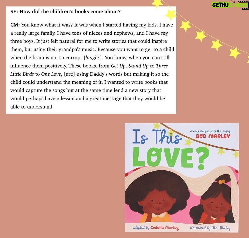 Bob Marley Instagram - JAH provide the bread! @cedellamarley latest children's book, "Is This Love?" is officially HERE 📖📚❤️ A story of family, based on Bob’s classic tune, get your copy today at the link in story. #cedellamarley #marleyfamily #LEGACY #newbooks #childrensbooks #isthislove #reggae