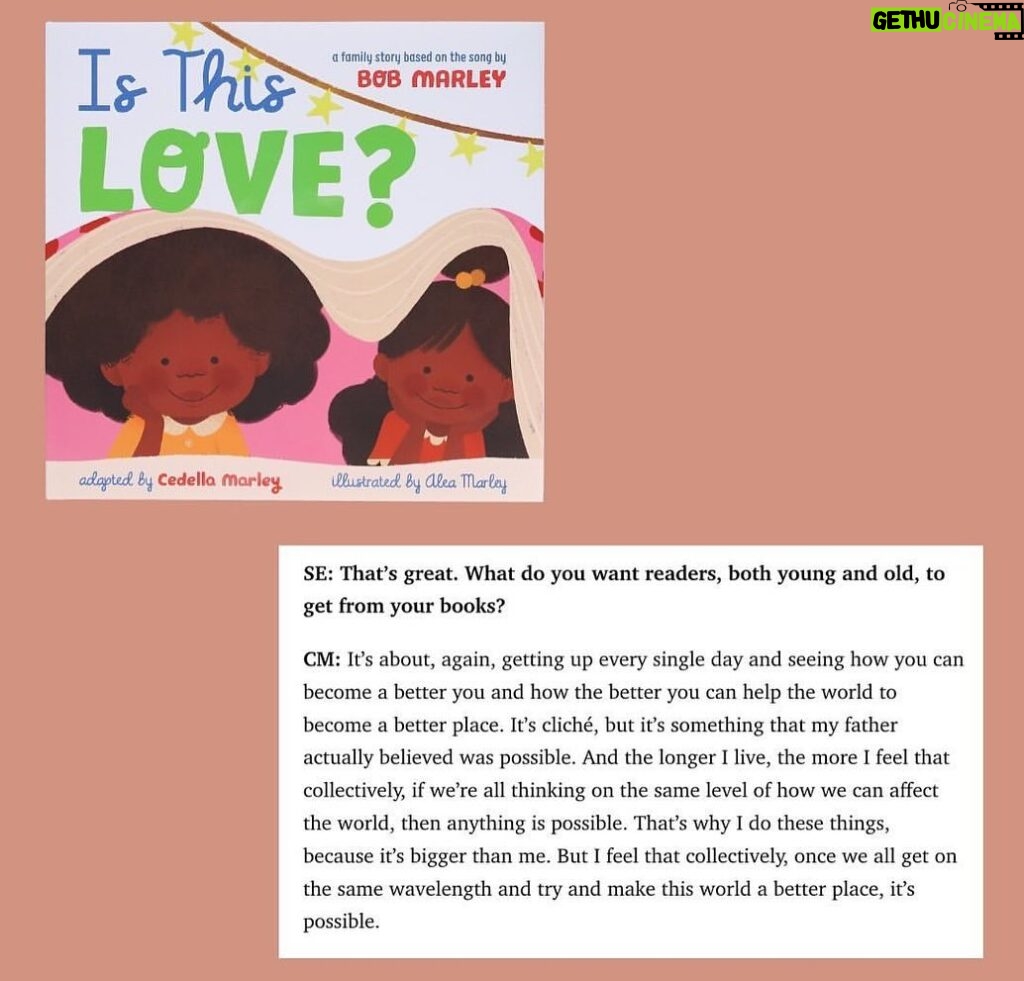 Bob Marley Instagram - JAH provide the bread! @cedellamarley latest children's book, "Is This Love?" is officially HERE 📖📚❤️ A story of family, based on Bob’s classic tune, get your copy today at the link in story. #cedellamarley #marleyfamily #LEGACY #newbooks #childrensbooks #isthislove #reggae