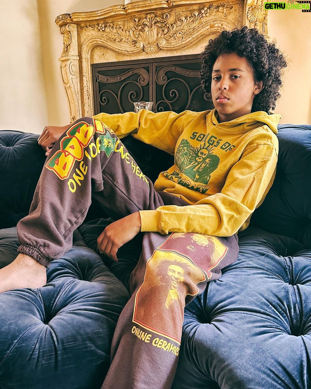 Bob Marley Instagram - Ziggy son Gideon and the new #BobMarley x @onlineceramics collab. Shop the full collection at the link in story. #onlineceramics #reggae #football #soccer #apparel #collab