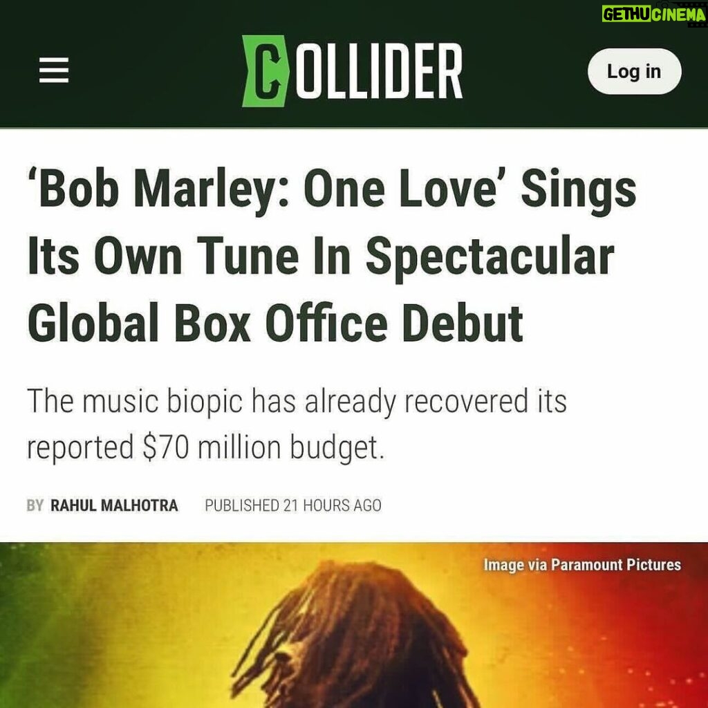 Bob Marley Instagram - From @lashanalynch, who plays @officialritamarley in @onelovemovie : No. 1 at the box office! And your reviews are making me feel some type of way. Proud and thankful for all the love for #OneLoveMovie. A movie for the people 💚💛🖤