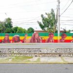 Bob Marley Instagram - Honoring Trench Town’s legends with this beautiful mural where Bob Marley grew up in Trench Town, Jamaica 🇯🇲 (swipe left): #BobMarley, @officialritamarley, @petertosh, @bunnywailerofficial, Vincent “Tata” Ford, Delroy Wilson, along with Emperor Haile Selassie I. @onelovemovie #visitjamaica @trenchtowncultureyard 🎨 by: @onejhar_, @Taoszen, @pamellac.c, and Michael Robinson Trench Town Jamaica
