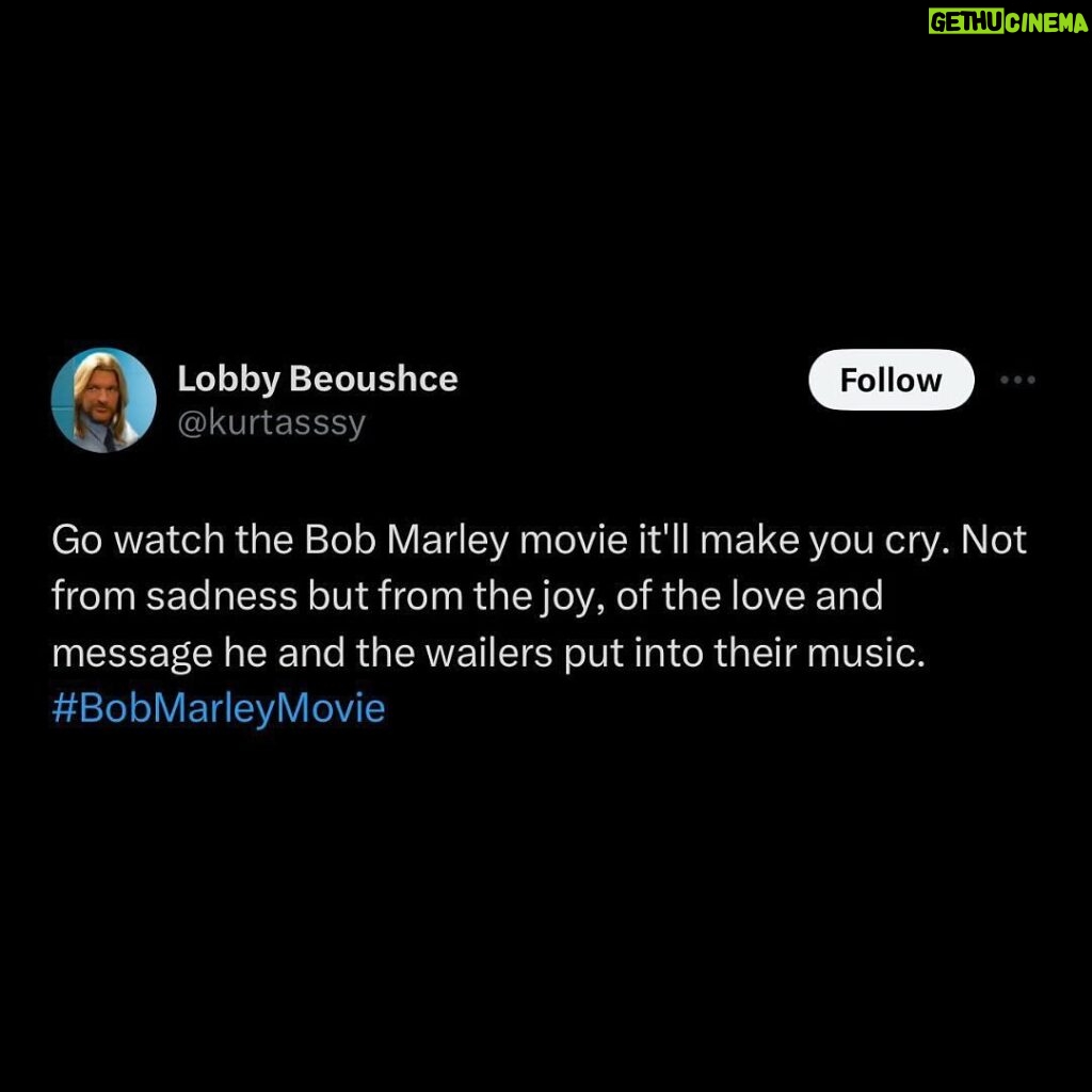 Bob Marley Instagram - ‘Bob Marley: One Love’ is a movie for the people. @OneLoveMovie #OneLoveMovie #BobMarleyMovie #BobMarley