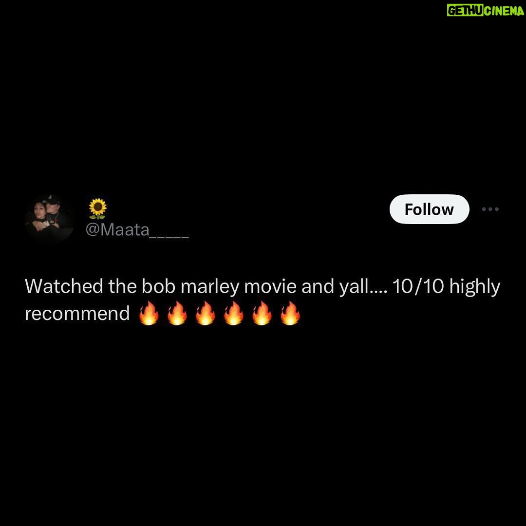 Bob Marley Instagram - ‘Bob Marley: One Love’ is a movie for the people. @OneLoveMovie #OneLoveMovie #BobMarleyMovie #BobMarley