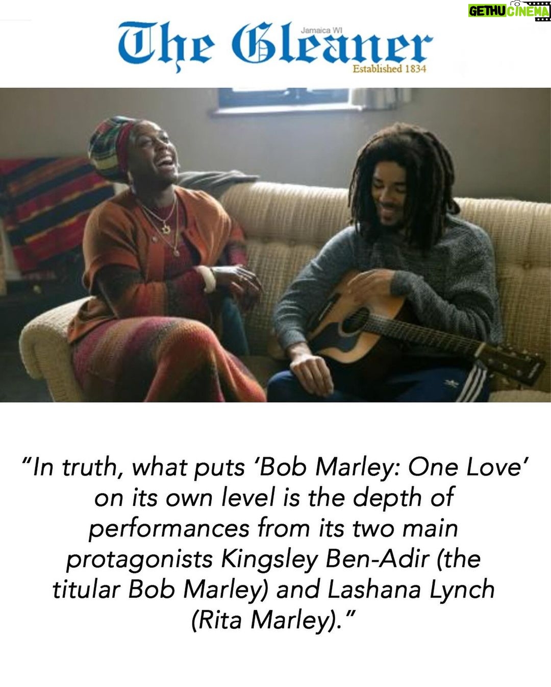 Bob Marley Instagram - Check out The Jamaica Gleaner official @OneLoveMovie review by Toussaint Davy! Swipe left for excerpts and hit the link in story for the full article 🇯🇲 #OneLoveMovie #bobmarley In theaters this Wednesday!