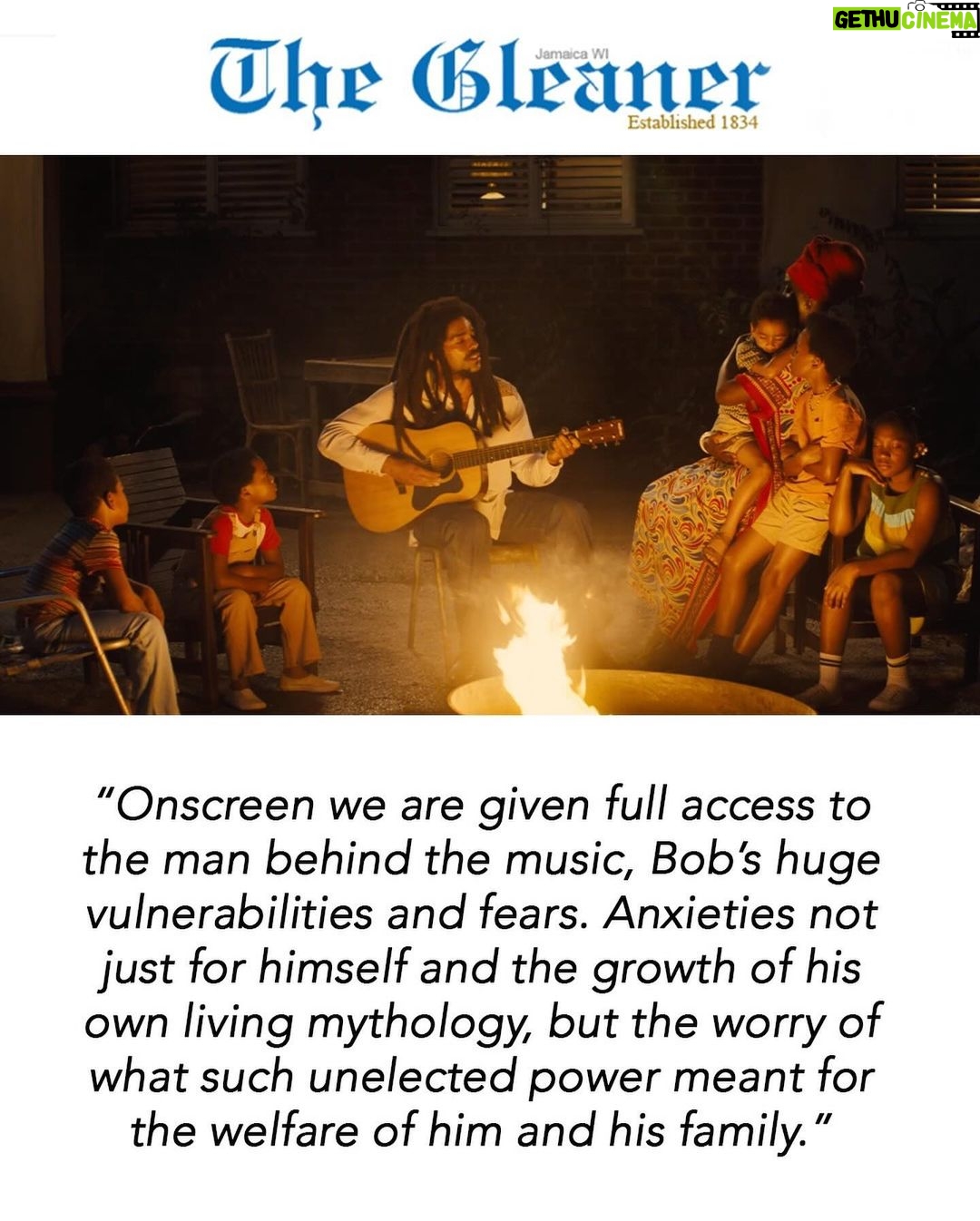 Bob Marley Instagram - Check out The Jamaica Gleaner official @OneLoveMovie review by Toussaint Davy! Swipe left for excerpts and hit the link in story for the full article 🇯🇲 #OneLoveMovie #bobmarley In theaters this Wednesday!