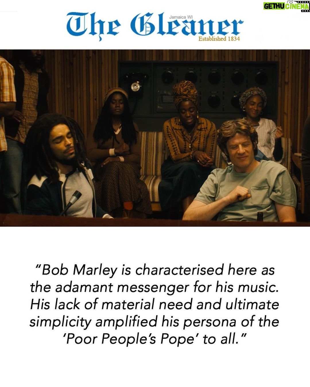 Bob Marley Instagram - Check out The Jamaica Gleaner official @OneLoveMovie review by Toussaint Davy! Swipe left for excerpts and hit the link in story for the full article 🇯🇲 #OneLoveMovie #bobmarley In theaters this Wednesday!